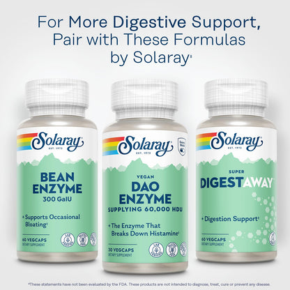 SOLARAY DAO Enzyme - Digestive Enzyme that Breaks Down Histamine - 60,000 HDU - Digestive Enzymes - Vegan, Gluten Free, Lab Verified - 30 Servings, 30 VegCaps - PrimeBioHealth - canada supplements
