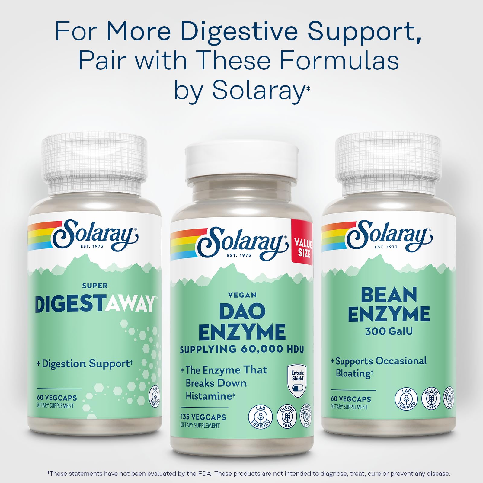 SOLARAY DAO Enzyme - Digestive Enzyme that Breaks Down Histamine - 60,000 HDU - Digestive Enzymes - Vegan, Gluten Free, Lab Verified - 30 Servings, 30 VegCaps - PrimeBioHealth - canada supplements
