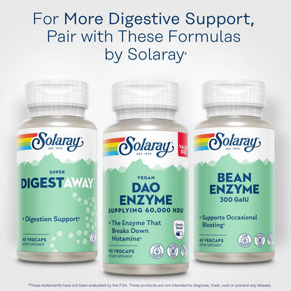 SOLARAY DAO Enzyme - Digestive Enzyme that Breaks Down Histamine - 60,000 HDU - Digestive Enzymes - Vegan, Gluten Free, Lab Verified - 30 Servings, 30 VegCaps - PrimeBioHealth - canada supplements