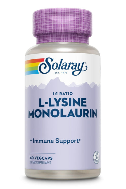 SOLARAY L-Lysine Monolaurin Immune Support Supplement, 1:1 Ratio for Immune System Function, 500 mg Each, 60-Day Money Back Guarantee - PrimeBioHealth - canada supplements