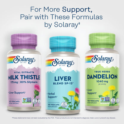 SOLARAY Liver Blend SP-13 - Traditional Herbal Support with Milk Thistle Extract, Dandelion Root, Burdock, Kelp, Peppermint and Trace Minerals - 60-Day Guarantee, 100 Servings, 100 VegCaps - PrimeBioHealth - canada supplements