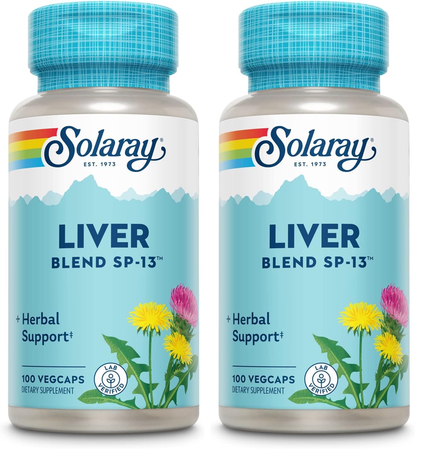 SOLARAY Liver Blend SP-13 - Traditional Herbal Support with Milk Thistle Extract, Dandelion Root, Burdock, Kelp, Peppermint and Trace Minerals - 60-Day Guarantee, 100 Servings, 100 VegCaps - PrimeBioHealth - canada supplements