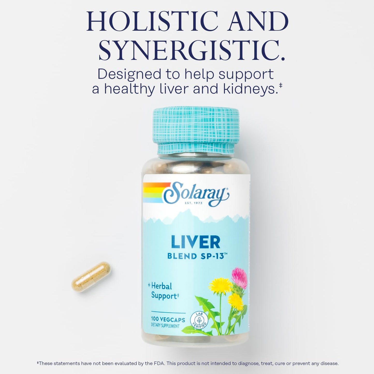 SOLARAY Liver Blend SP-13 - Traditional Herbal Support with Milk Thistle Extract, Dandelion Root, Burdock, Kelp, Peppermint and Trace Minerals - 60-Day Guarantee, 100 Servings, 100 VegCaps - PrimeBioHealth - canada supplements