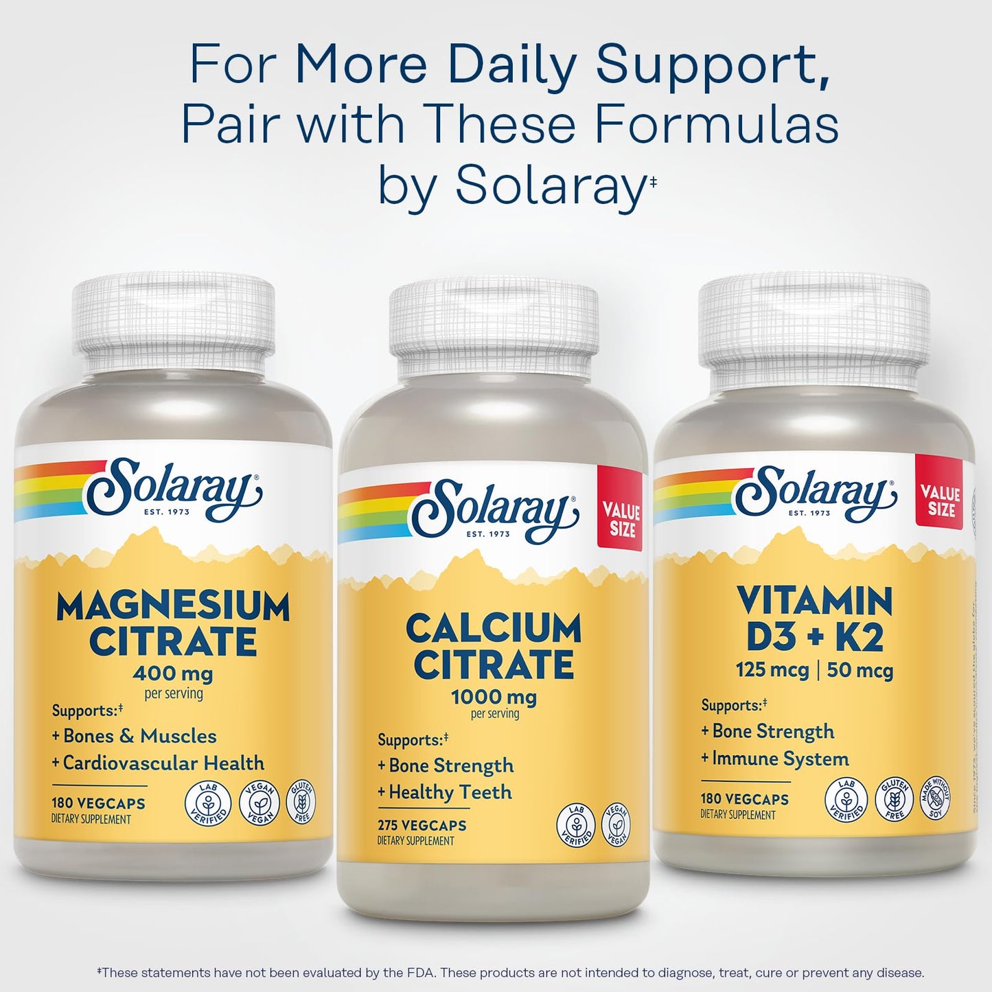 SOLARAY Magnesium Citrate 400mg - Magnesium Supplement - Bone Health, Muscle, Relaxation and Heart Health Support - Vegan, Gluten Free - 60 Servings, 180 VegCaps - PrimeBioHealth - canada supplements
