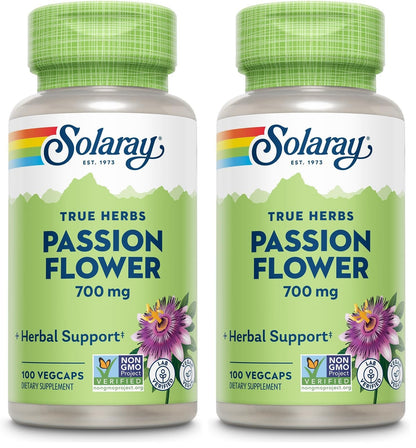 SOLARAY Passion Flower 700 mg Whole Aerial - Soothing Herbal Support - Passion Flower Capsules - Vegan, Non-GMO, 60-Day Guarantee, Lab Verified - 50 Servings, 100 VegCaps - PrimeBioHealth - canada supplements