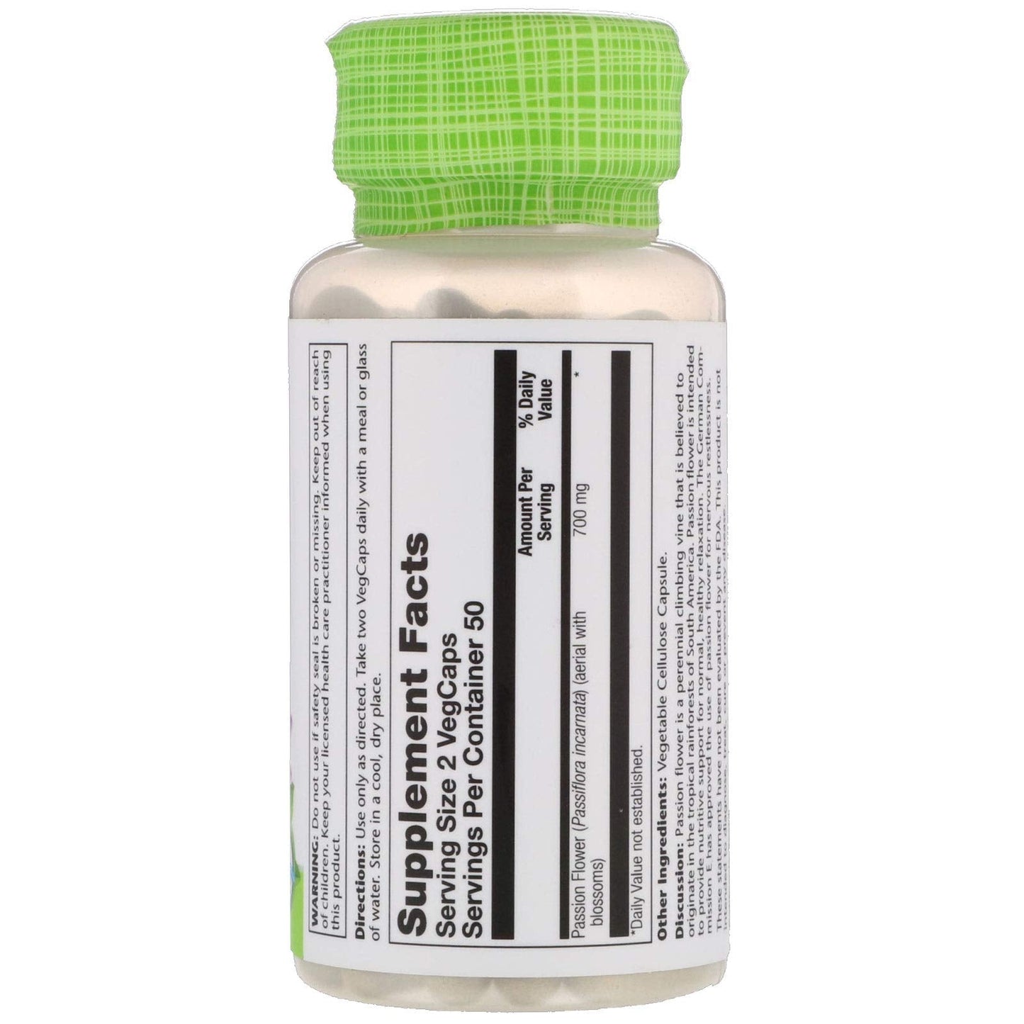SOLARAY Passion Flower 700 mg Whole Aerial - Soothing Herbal Support - Passion Flower Capsules - Vegan, Non-GMO, 60-Day Guarantee, Lab Verified - 50 Servings, 100 VegCaps - PrimeBioHealth - canada supplements