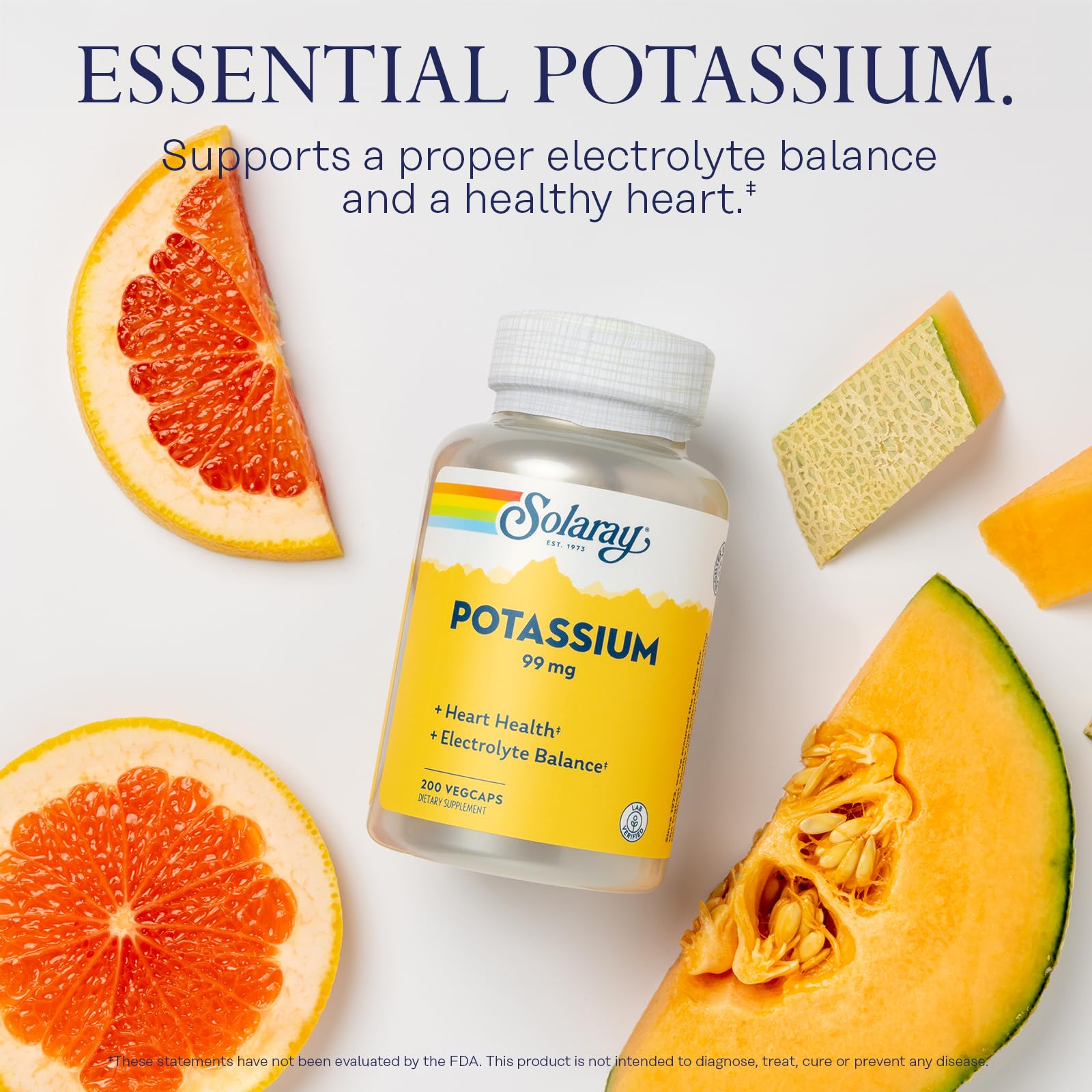 SOLARAY Potassium 99 mg - Electrolyte Balance Formula - Potassium Supplement for Electrolytes, Vascular and Heart Health Support, Lab Verified, 200 Servings, 200 VegCaps - PrimeBioHealth - canada supplements