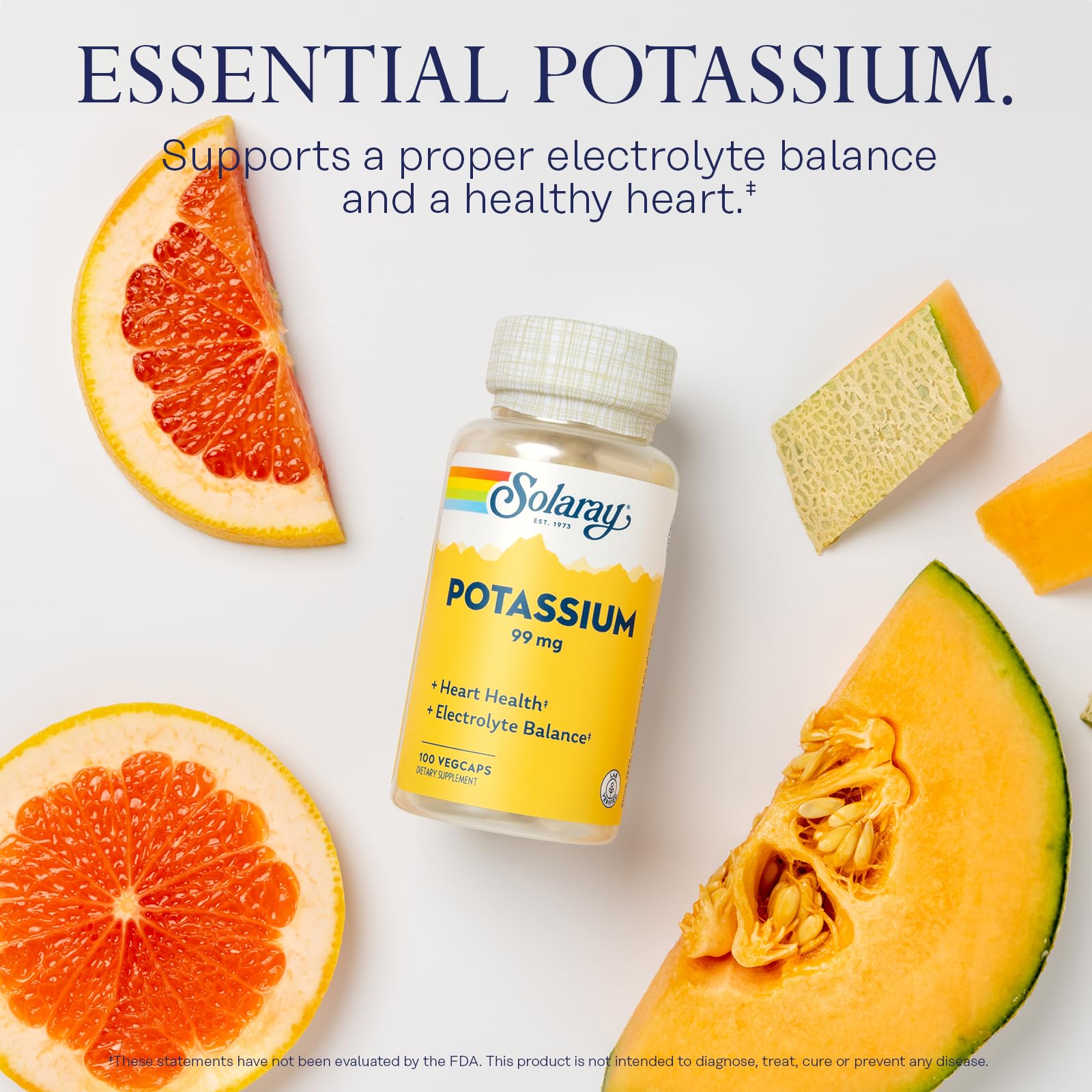 SOLARAY Potassium 99 mg - Electrolyte Balance Formula - Potassium Supplement for Electrolytes, Vascular and Heart Health Support, Lab Verified, 200 Servings, 200 VegCaps - PrimeBioHealth - canada supplements