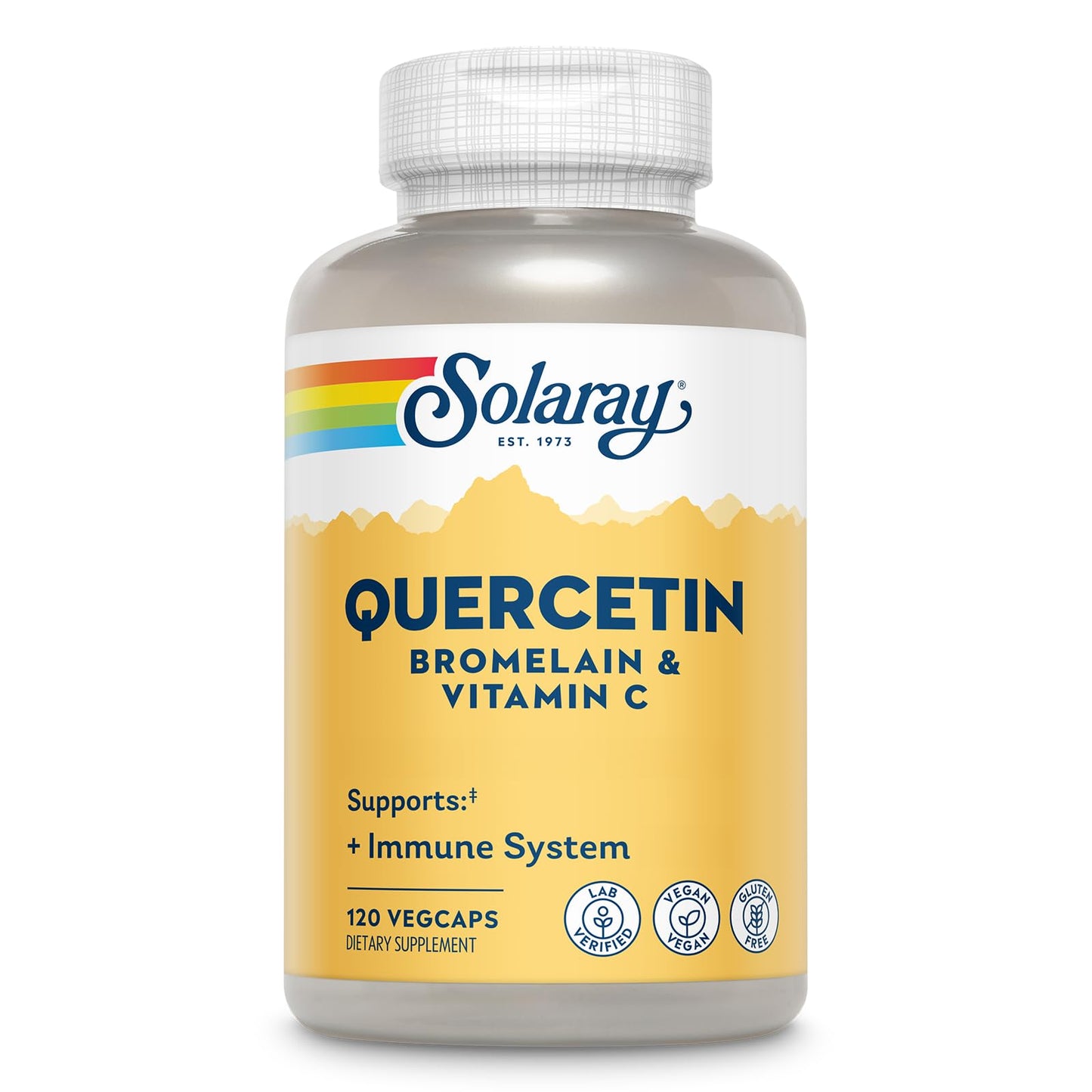 SOLARAY Quercetin Bromelain & Vitamin C, Immune System, Sinus, Respiratory & Antioxidant Activity Support, Vegan, 500mg of Quercetin & 1,235mg of VIT C, 60 Day Guarantee, 75 Servings, 150 VegCaps - PrimeBioHealth - canada supplements