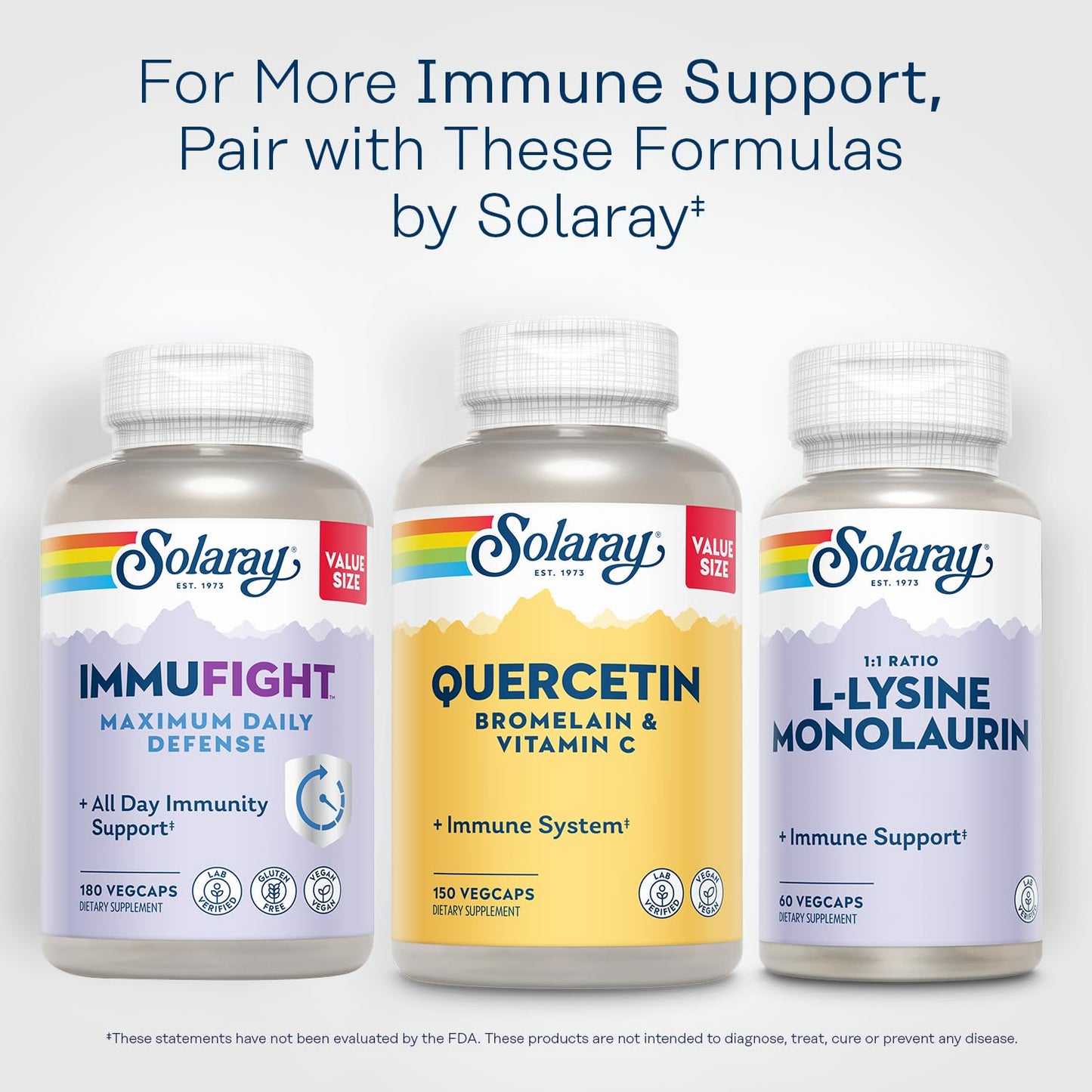 SOLARAY Quercetin Bromelain & Vitamin C, Immune System, Sinus, Respiratory & Antioxidant Activity Support, Vegan, 500mg of Quercetin & 1,235mg of VIT C, 60 Day Guarantee, 75 Servings, 150 VegCaps - PrimeBioHealth - canada supplements