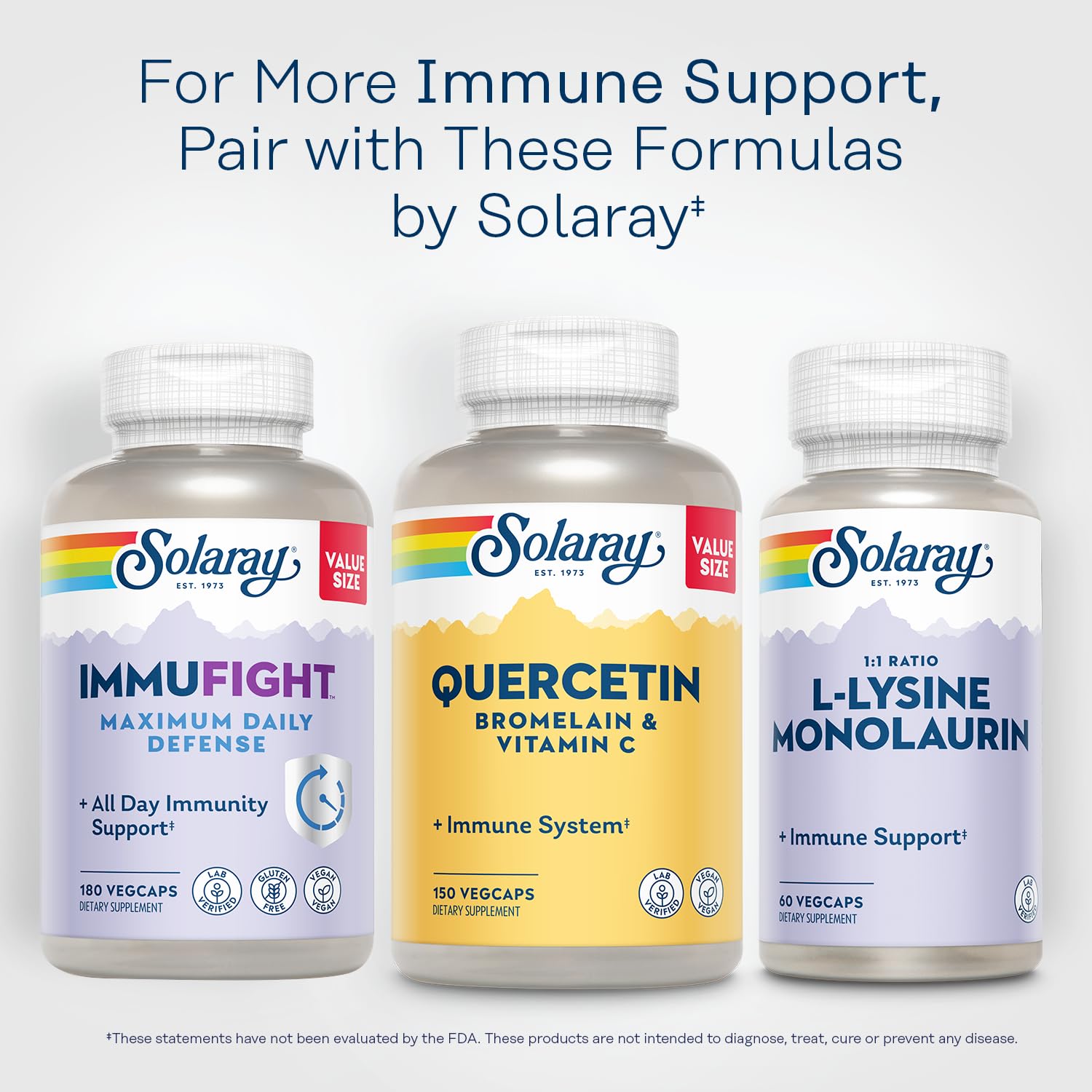 SOLARAY Quercetin Bromelain & Vitamin C, Immune System, Sinus, Respiratory & Antioxidant Activity Support, Vegan, 500mg of Quercetin & 1,235mg of VIT C, 60 Day Guarantee, 75 Servings, 150 VegCaps - PrimeBioHealth - canada supplements