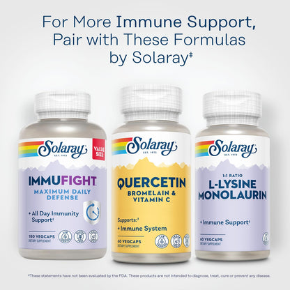 SOLARAY Quercetin Bromelain & Vitamin C, Immune System, Sinus, Respiratory & Antioxidant Activity Support, Vegan, 500mg of Quercetin & 1,235mg of VIT C, 60 Day Guarantee, 75 Servings, 150 VegCaps - PrimeBioHealth - canada supplements