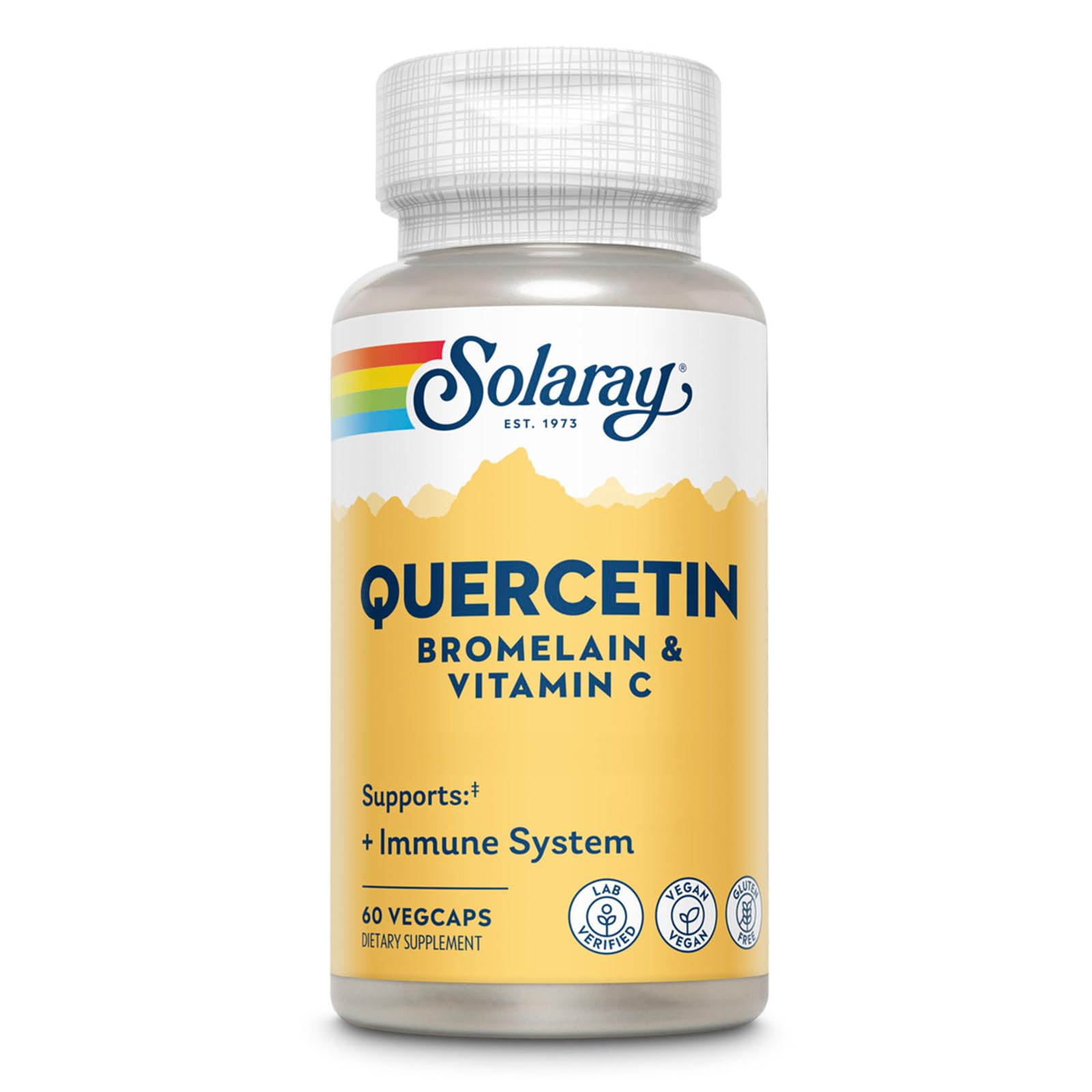 SOLARAY Quercetin Bromelain & Vitamin C, Immune System, Sinus, Respiratory & Antioxidant Activity Support, Vegan, 500mg of Quercetin & 1,235mg of VIT C, 60 Day Guarantee, 75 Servings, 150 VegCaps - PrimeBioHealth - canada supplements