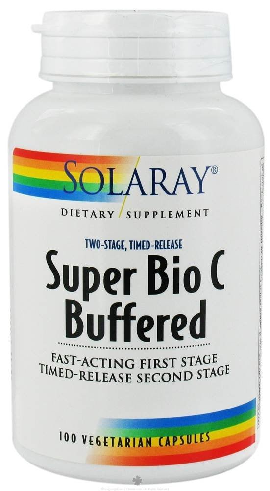 SOLARAY Super Bio Vitamin C 1000mg, Buffered, Two-Stage Timed Release with Bioflavonoids, Immune Support Supplement, High Absorption, Vegan, 60-Day Guarantee – 250 VegCaps - PrimeBioHealth - canada supplements