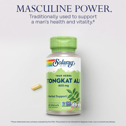 SOLARAY Tongkat Ali 400 mg - Longjack Tongkat Ali for Men - Herbal Support for Men's Health and Vitality - Vegan, Non-GMO, Lab Verified - 180 Servings, 180 VegCaps - PrimeBioHealth - canada supplements