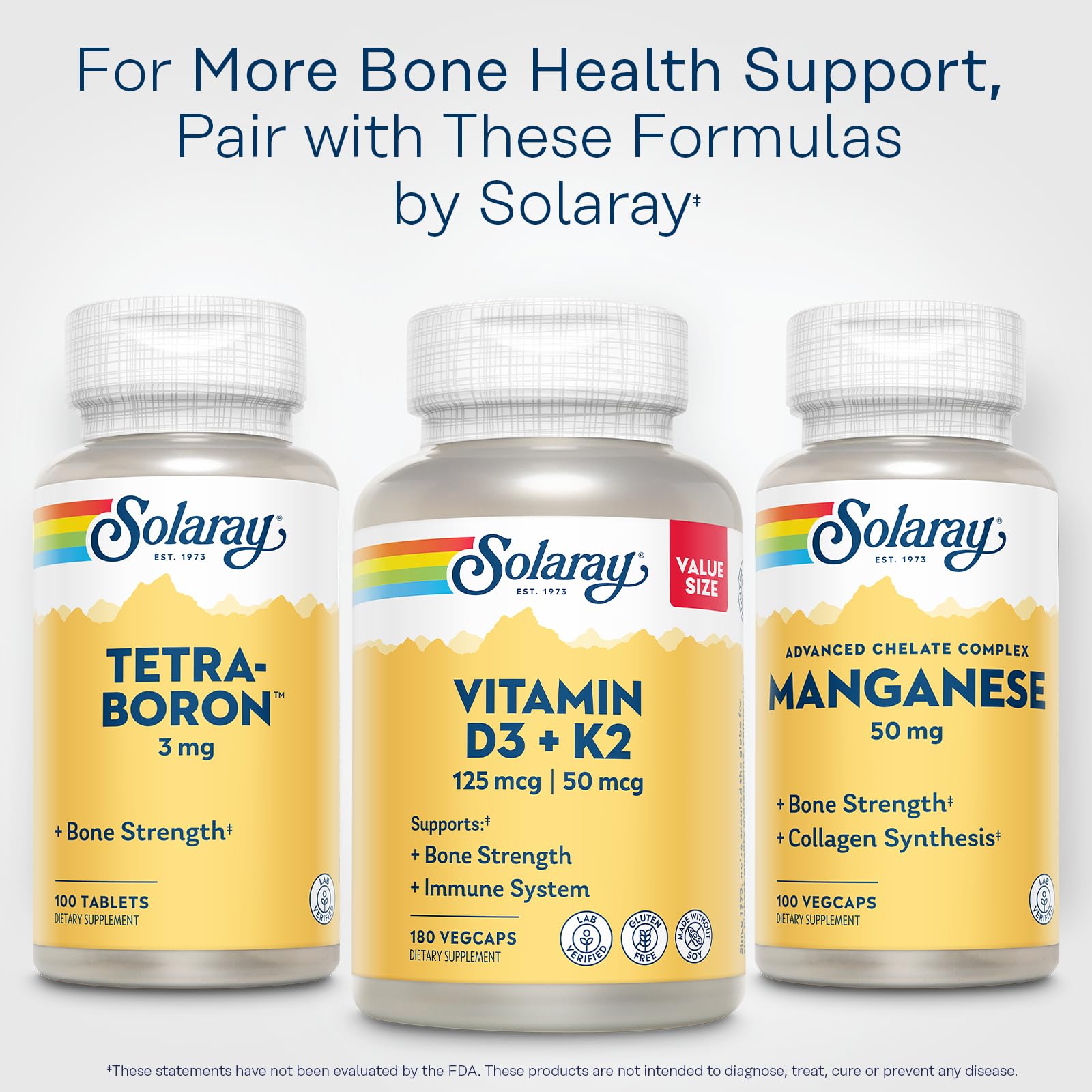 SOLARAY Vitamin D3 K2 - Bone Health and Immune Support Supplement - With 5000 IU Vitamin D as Vit D3 and 50 mcg Vitamin K2 as Menoquinone MK7, Made Without Soy, 60-Day Guarantee, 120 Serv, 120 VegCaps - PrimeBioHealth - canada supplements