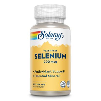 Solaray Yeast Free Selenium 200mcg, Selenium Capsules for Healthy Thyroid Function & Immune Support, High Absorption Supplement, Vegan, 90 Servings, 90 VegCaps - PrimeBioHealth - canada supplements