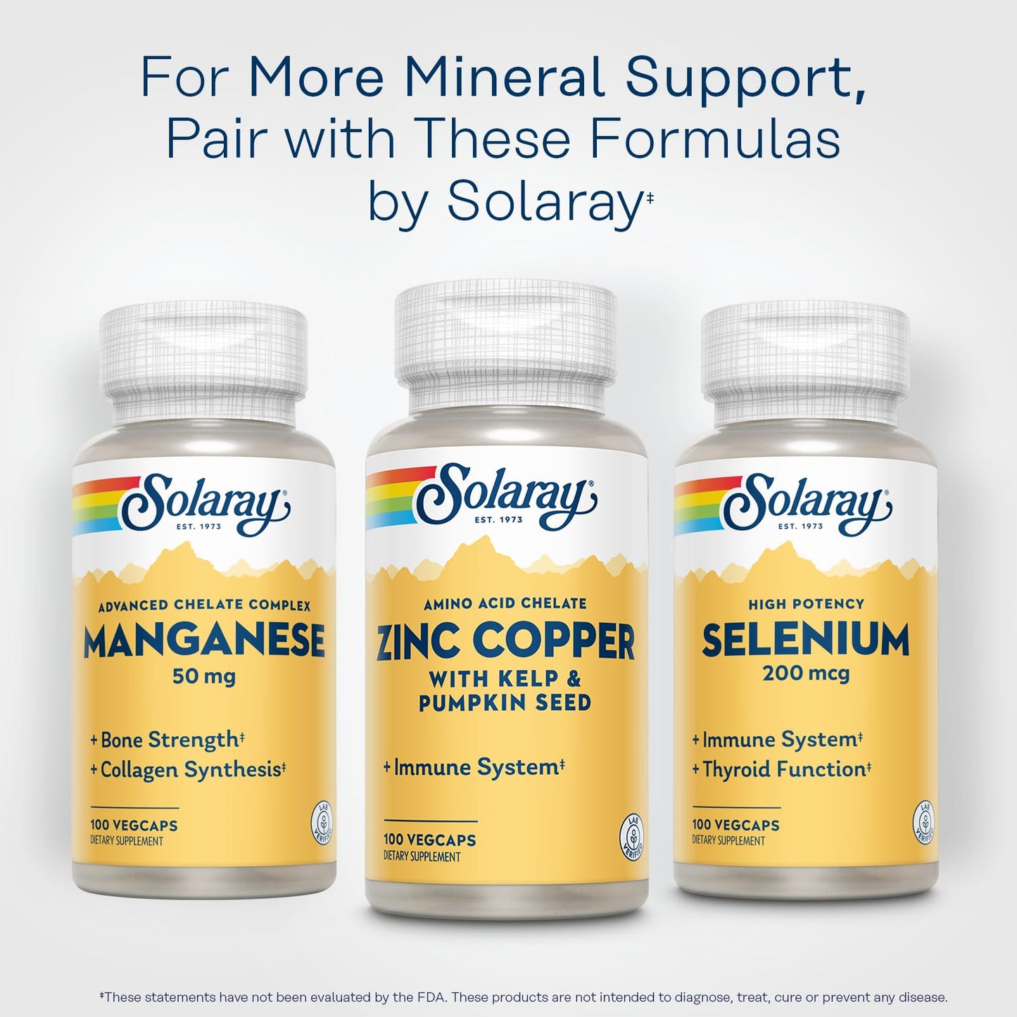 SOLARAY Zinc Copper Amino Acid Chelate - Immune Support Supplement w/Chelated Zinc 50mg - Bone, Skin, Heart Health and Thyroid Support - with Iodine from Kelp, 60-Day Guarantee, 100 Serv, 100 VegCaps - PrimeBioHealth - canada supplements