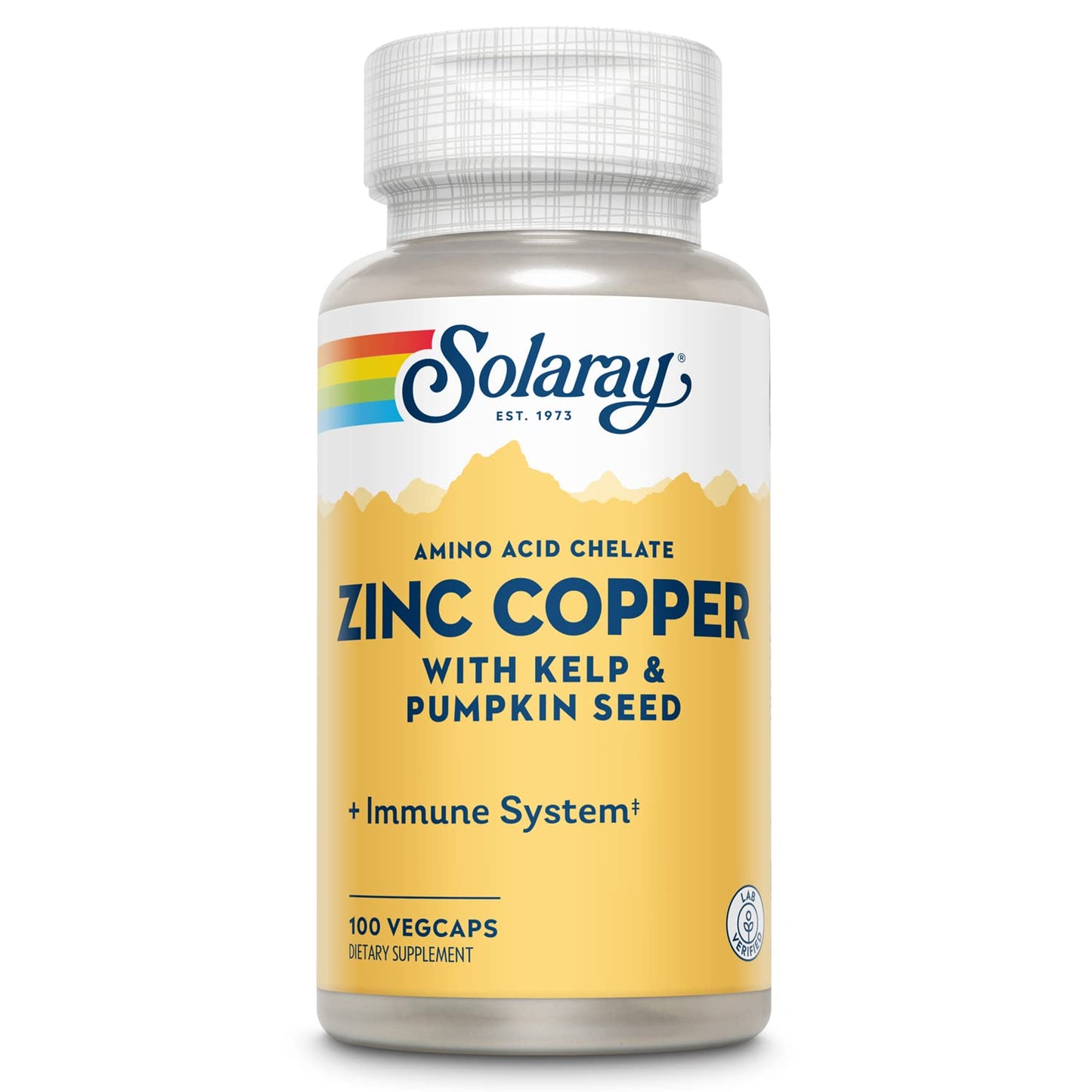 SOLARAY Zinc Copper Amino Acid Chelate - Immune Support Supplement w/Chelated Zinc 50mg - Bone, Skin, Heart Health and Thyroid Support - with Iodine from Kelp, 60-Day Guarantee, 100 Serv, 100 VegCaps - PrimeBioHealth - canada supplements