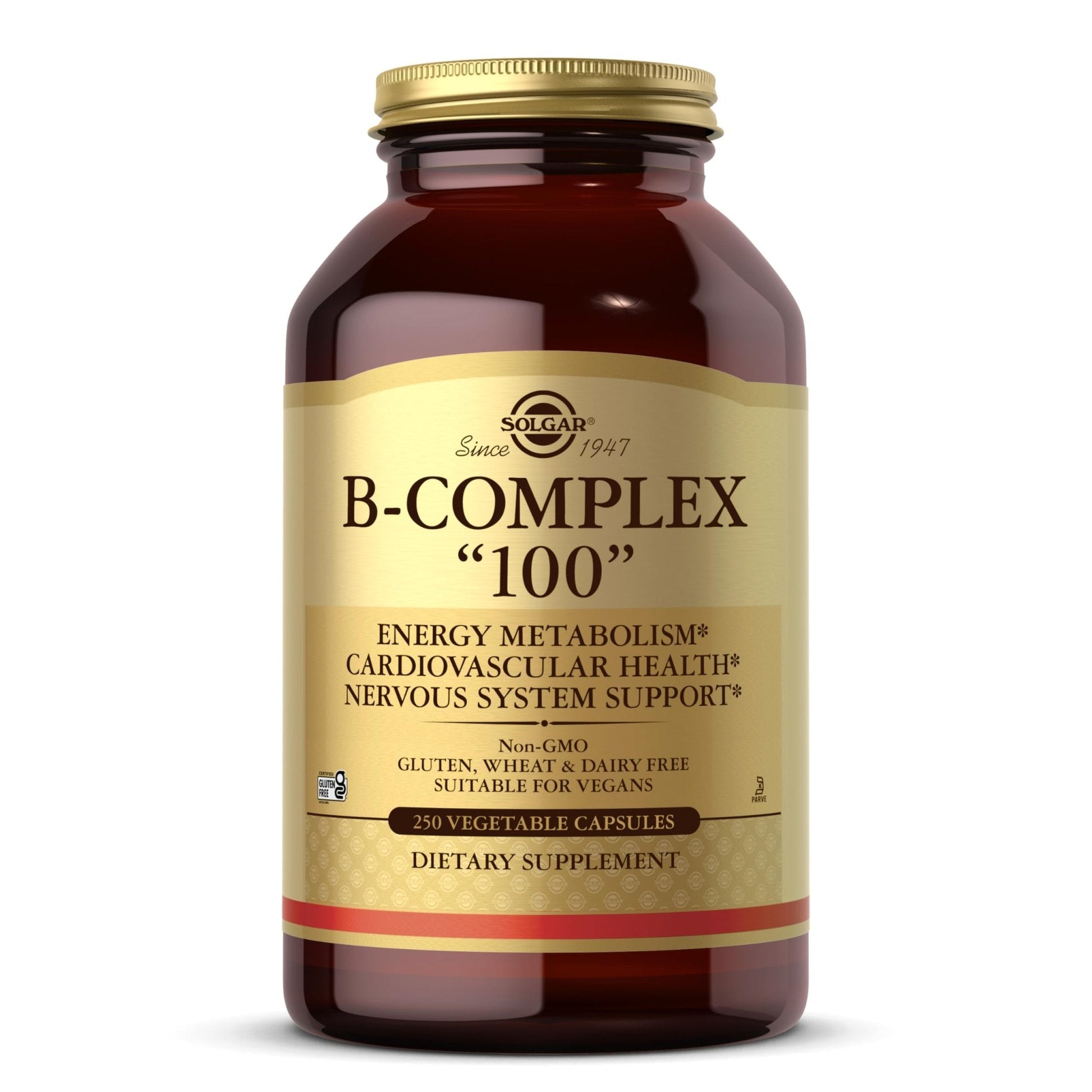 Solgar B-Complex "100", 100 Vegetable Capsules - Nervous System Support - Supports Energy Metabolism - Non-GMO, Vegan, Gluten Free, Dairy Free, Kosher - 100 Servings - PrimeBioHealth - canada supplements