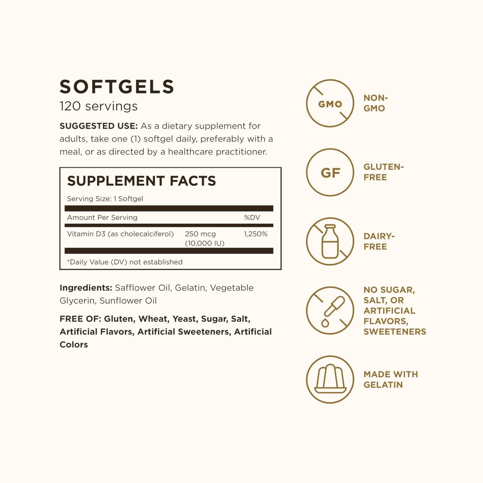 Solgar Vitamin D3 (Cholecalciferol) 250 MCG (10,000 IU), 120 Softgels - Helps Maintain Healthy Bones & Teeth - Immune System Support - PrimeBioHealth - canada supplements