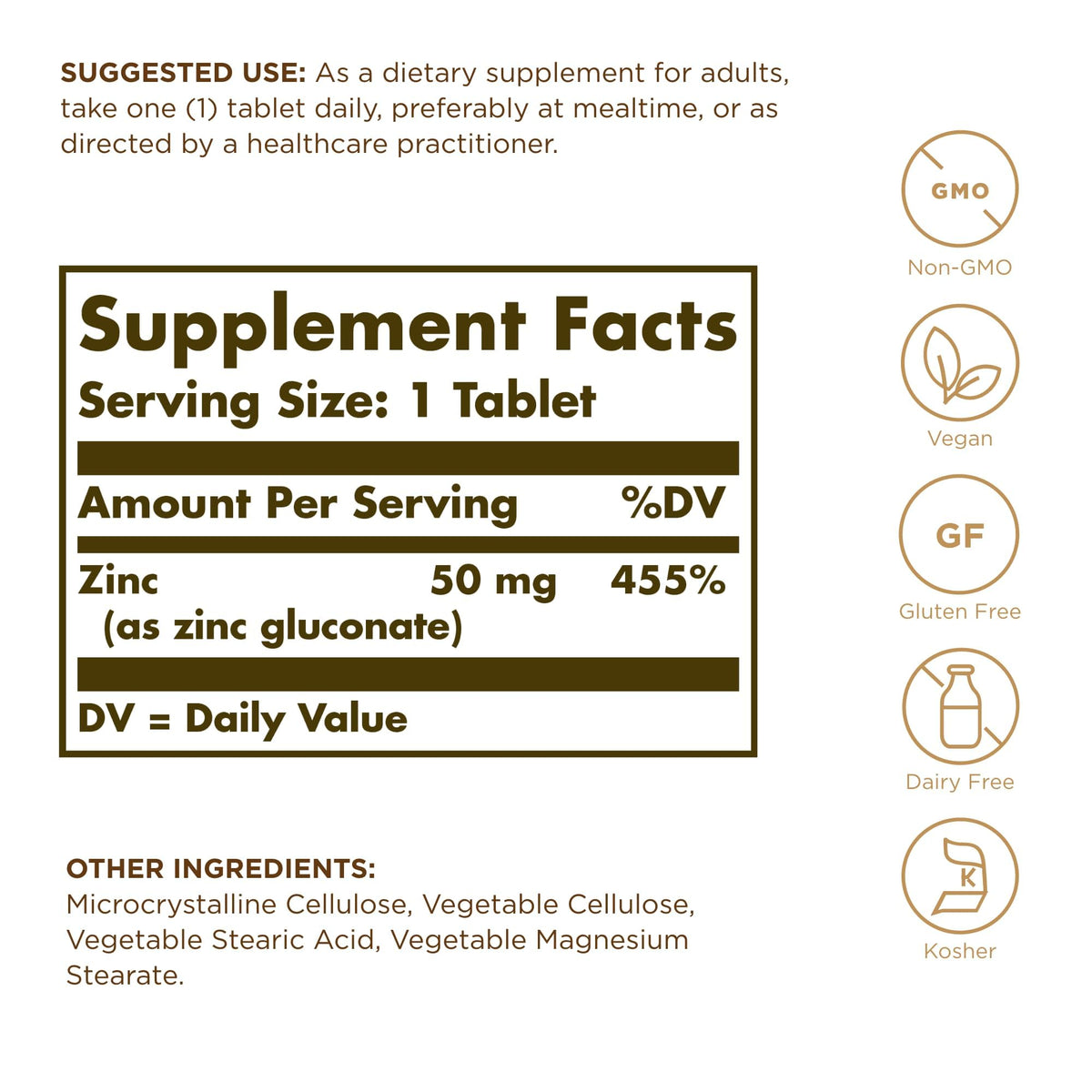 Solgar Zinc 50 mg, 100 Tablets - Zinc for Healthy Skin, Taste & Vision - Immune System & Antioxidant Support - Supports Cell Growth & DNA Formation - PrimeBioHealth - canada supplements
