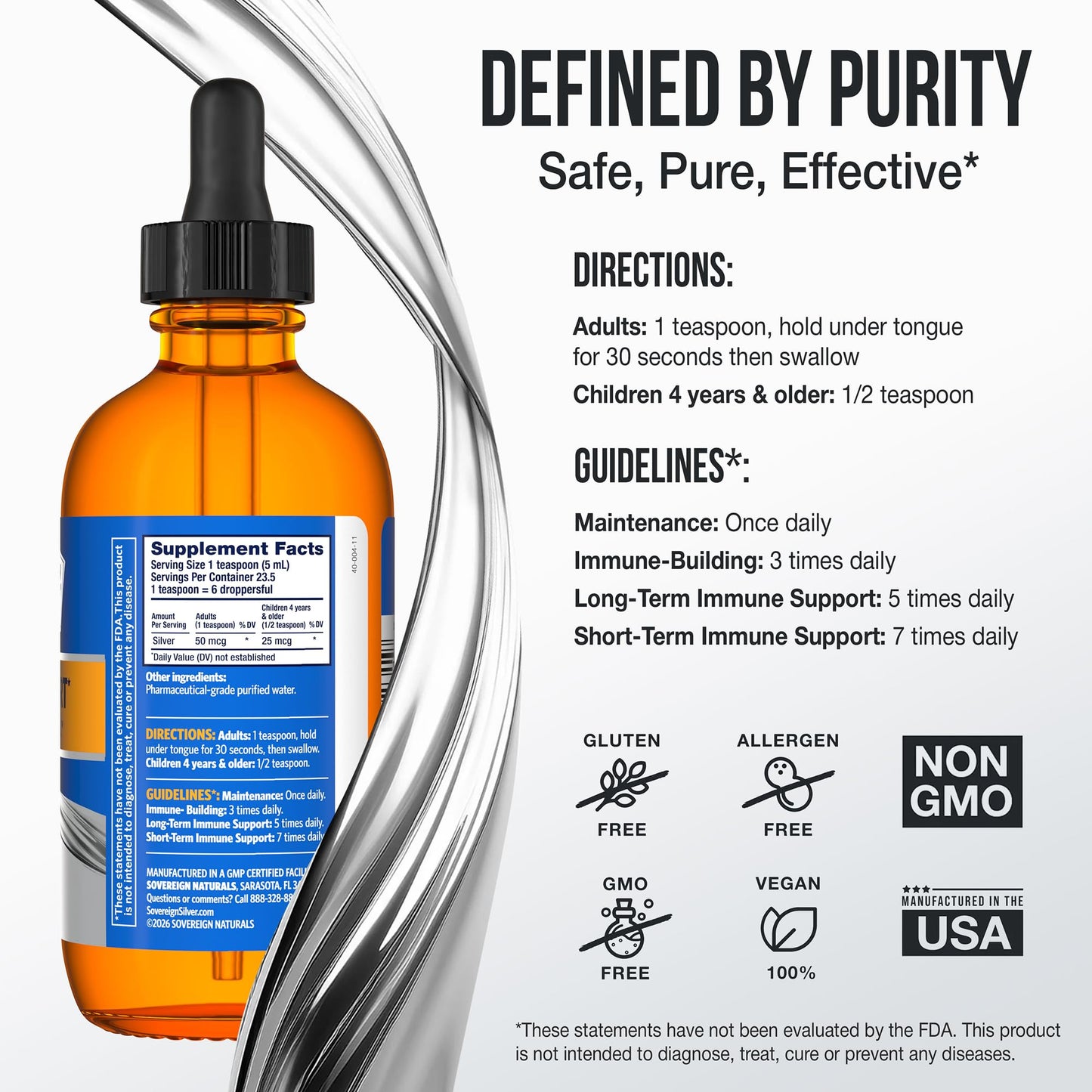 Sovereign Silver Immune Support - Colloidal Silver, Bio-Active Silver Hydrosol, 10 ppm, Liquid Dropper, 4 Fl Oz, (118 mL) - PrimeBioHealth - canada supplements