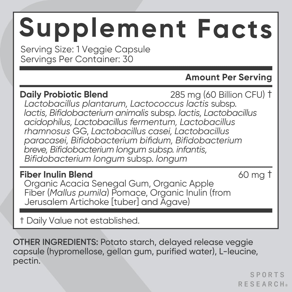 Sports Research Daily Probiotics with Prebiotics, 60 Billion CFU - Vegan Capsules for Gut Health & Digestive Support, Probiotics for Women & Men - PrimeBioHealth - canada supplements