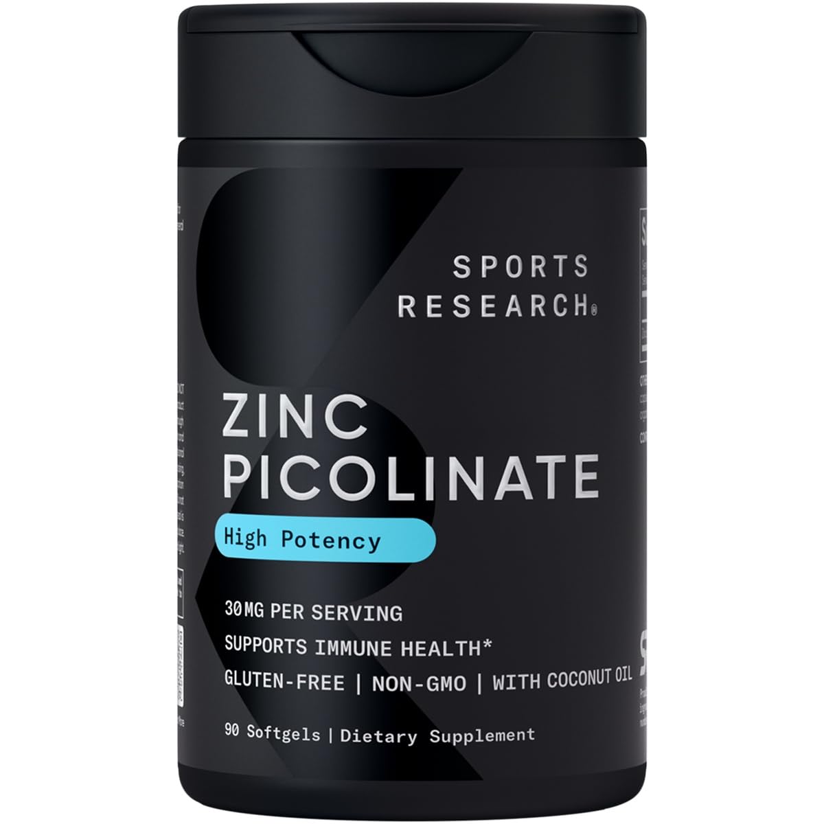 Sports Research High Potency Zinc Picolinate 30mg with Organic Coconut Oil | Highly Absorbable Zinc Supplement for Healthy Immune & Enzyme Function - PrimeBioHealth - canada supplements