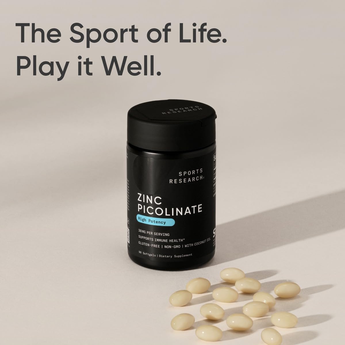 Sports Research High Potency Zinc Picolinate 30mg with Organic Coconut Oil | Highly Absorbable Zinc Supplement for Healthy Immune & Enzyme Function - PrimeBioHealth - canada supplements
