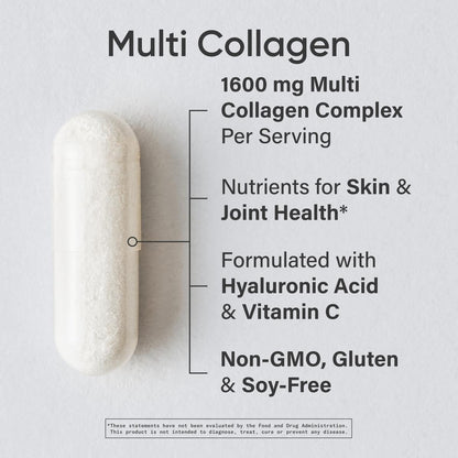 Sports Research® Multi Collagen Pills for Women & Men - Collagen Peptides (Type I, II, III, V, X) Enhanced with Hyaluronic Acid & Vitamin C - Gluten Free ­· Non-GMO - 90 Capsules - PrimeBioHealth - canada supplements