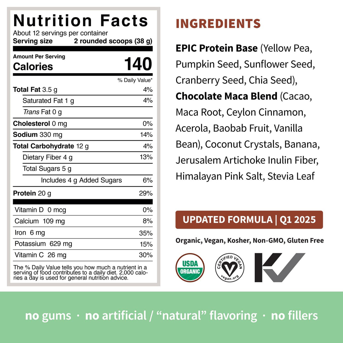 Sprout Living Epic Protein, Plant Based Protein & Superfoods Powder, Chocolate Maca Powder | 20 Grams Organic Protein Powder, Vegan, Non Dairy, Non-GMO, Gluten Free - PrimeBioHealth - canada supplements