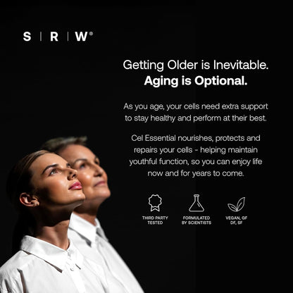 SRW Cel Essential | Wellness Supplement for Healthy Aging and Longevity | Supports Energy, Mental Performance + Muscle Health | 17 Vitamins & Minerals | Suitable for All Ages | 60 Capsules - PrimeBioHealth - canada supplements