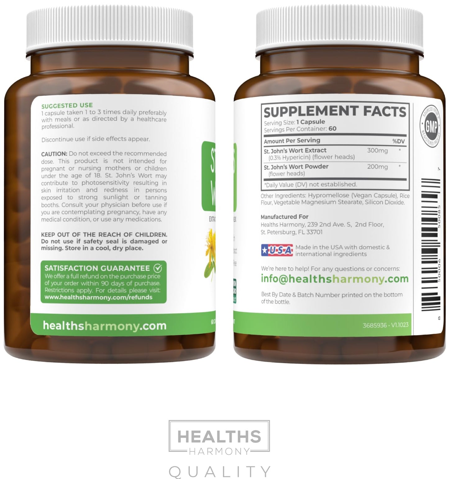 St John's Wort Capsules - Powerful & Potent Saint John's Wort Extract & Whole Herb Complex Standardized to 900mcg Hypericin for Balancing Daily Mood Support - Vegan Non-GMO & Lab Verified (120 Caps) - PrimeBioHealth - canada supplements