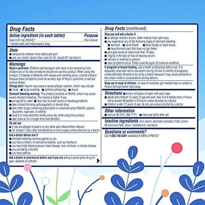 St. Joseph Aspirin Pain Reliever (NSAID) 81mg, Chewable Orange Tablets Adult Low Dose Regimen , 108 ct (3 x 36 ct Tablets per Bottle) - PrimeBioHealth - canada supplements