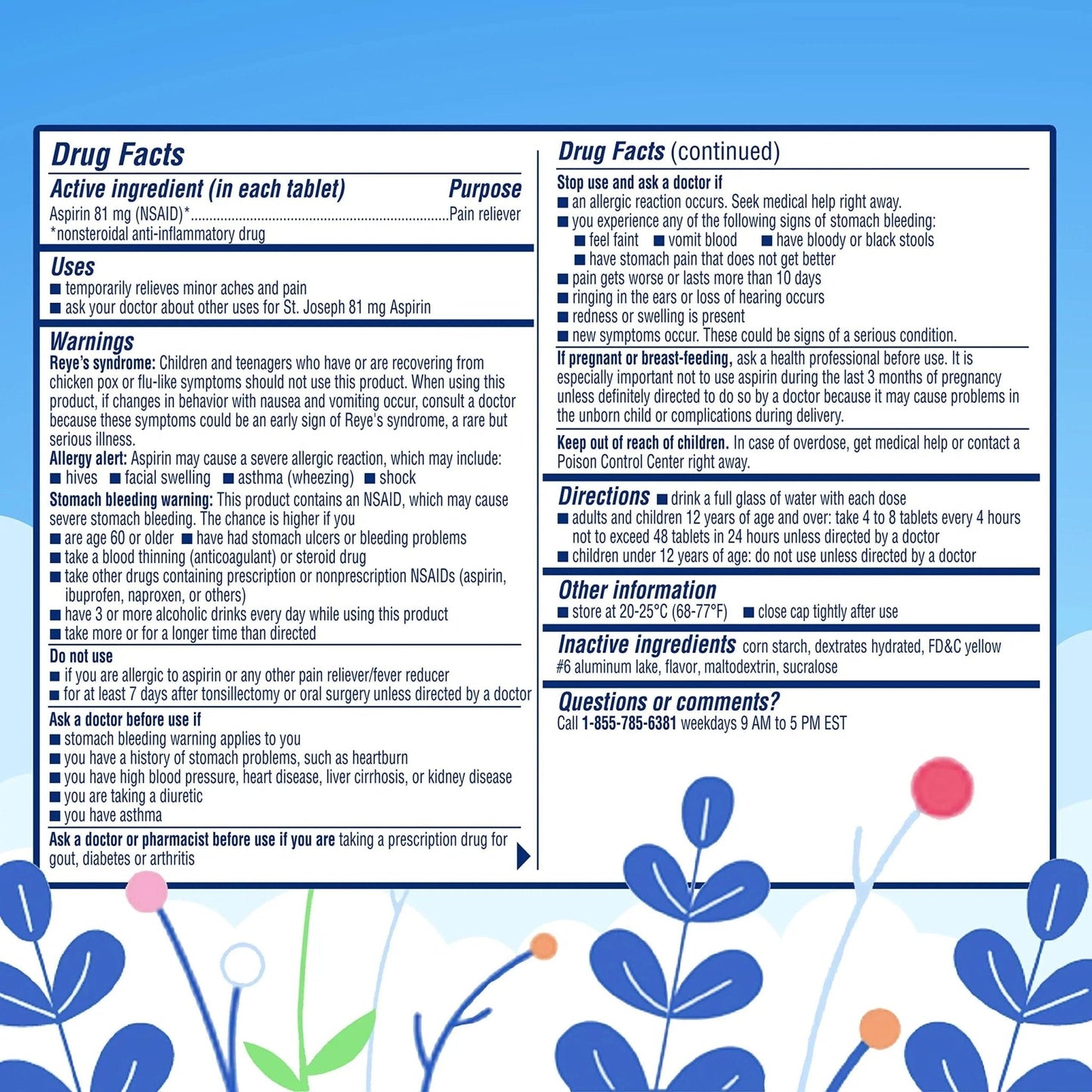 St. Joseph Aspirin Pain Reliever (NSAID) 81mg, Chewable Orange Tablets, Adult Low Dose Regimen, 36 ct - PrimeBioHealth - canada supplements