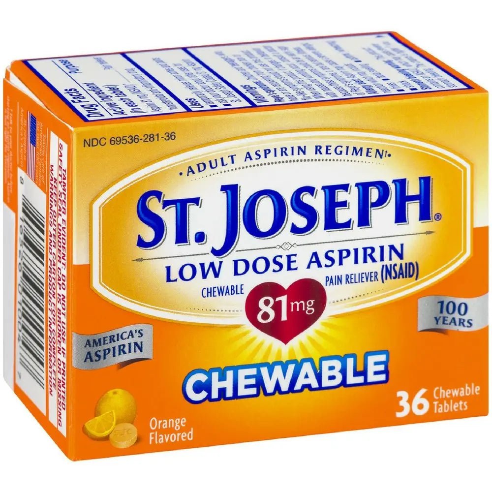 St. Joseph Orange Chewable 81mg Aspirin, 36 Tablets - PrimeBioHealth - canada supplements