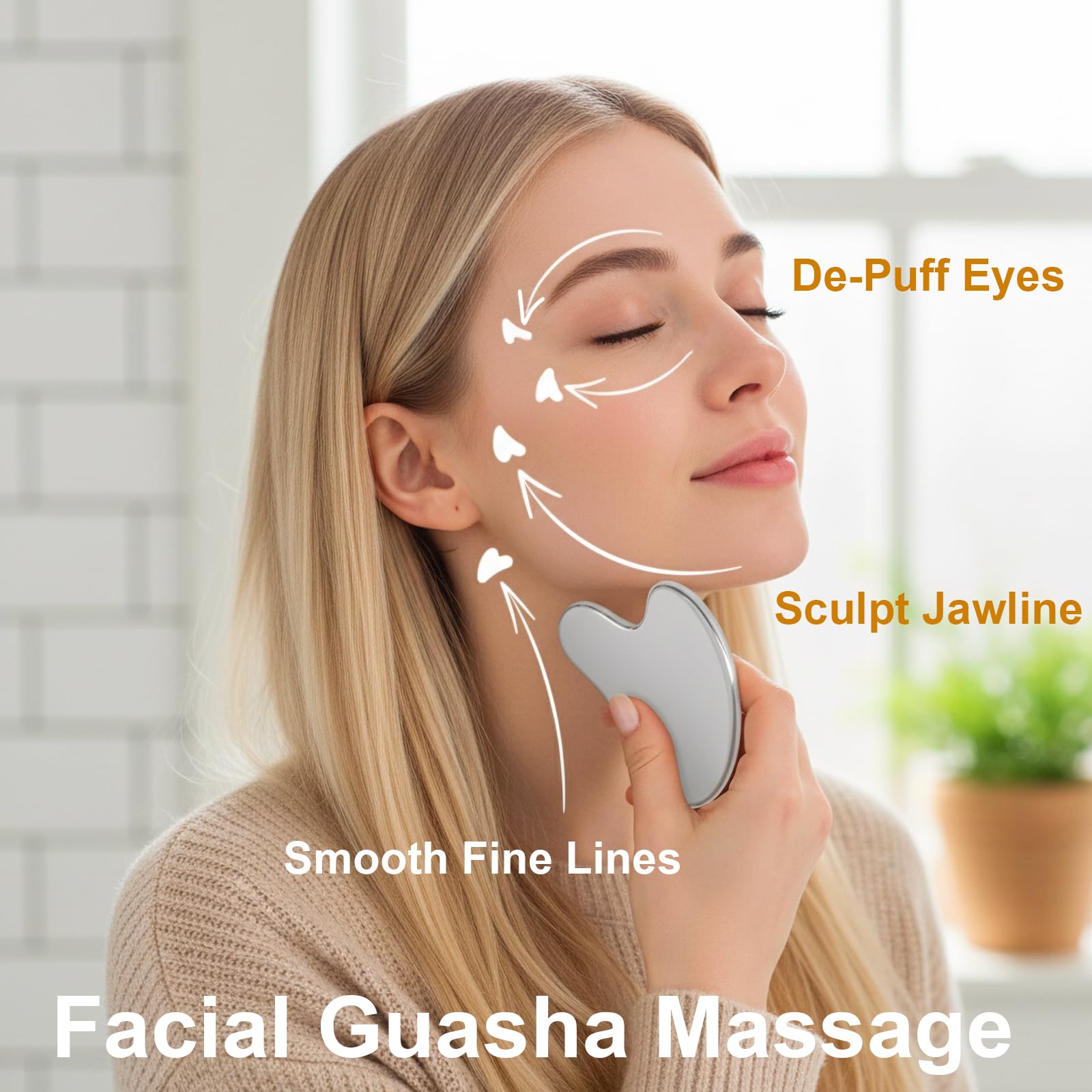 Stainless Steel Gua Sha Tool & Lymphatic Drainage Face Brush Set, TWPER Facial Massage Kit for Jawline Sculpting - PrimeBioHealth - canada supplements