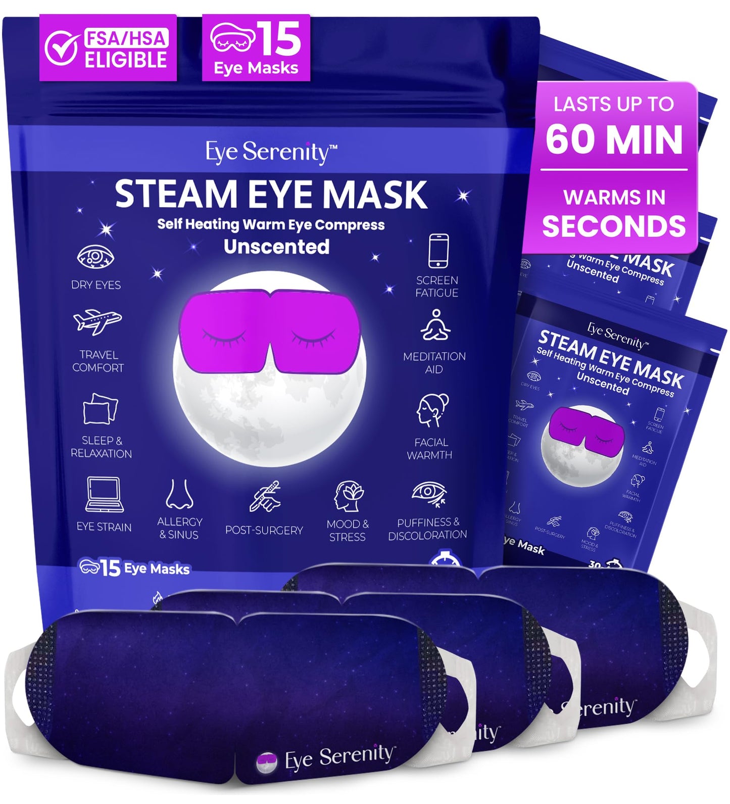 Steam Eye Mask, Self Heating Warm Compress for Dry Eyes I Heated Fast Relief for Stye, Puffy Sensitive Eyes, Moist Heat, Easter Basket Stuffers - PrimeBioHealth - canada supplements