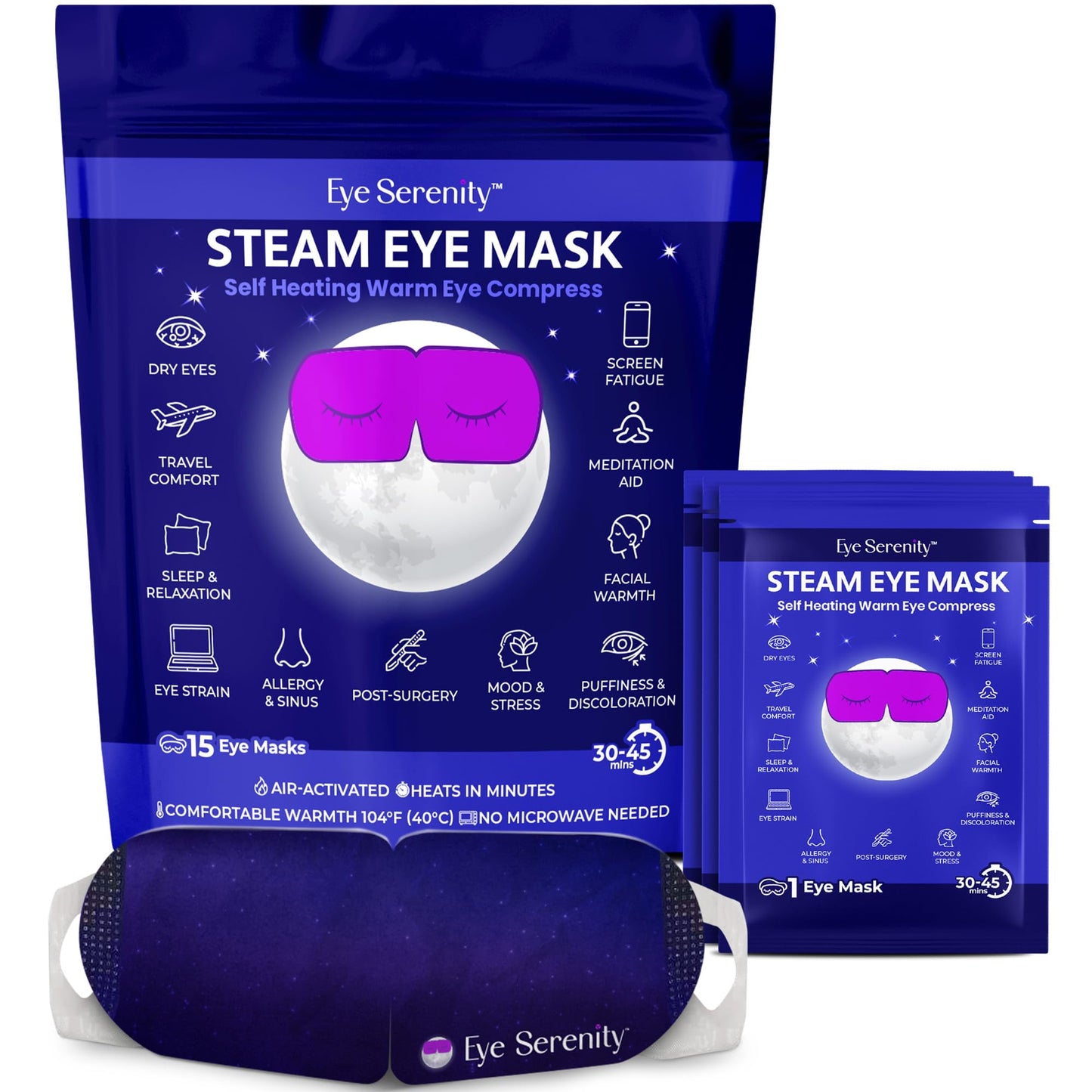 Steam Eye Mask, Self Heating Warm Compress for Dry Eyes I Heated Fast Relief for Stye, Puffy Sensitive Eyes, Moist Heat, Easter Basket Stuffers - PrimeBioHealth - canada supplements