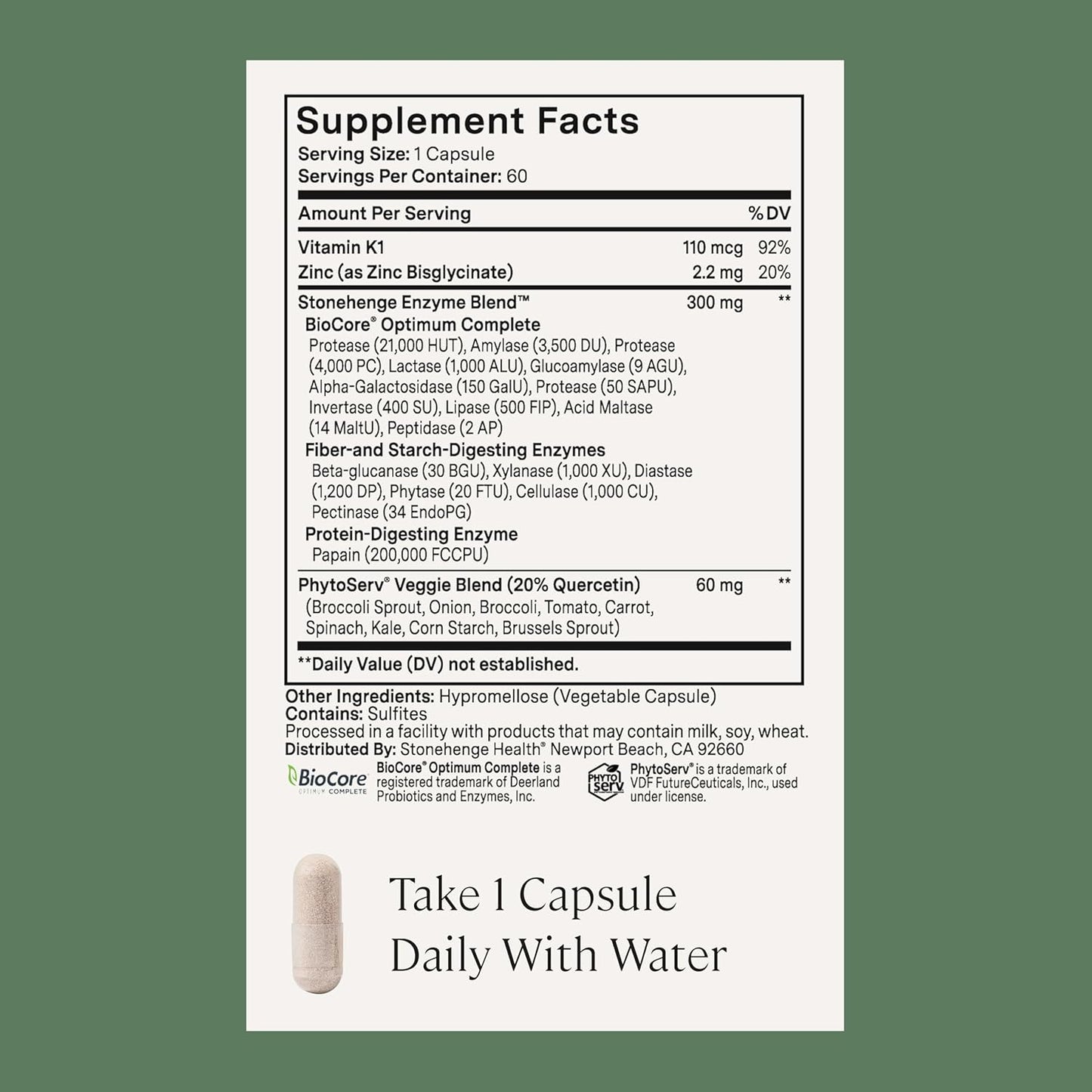 Stonehenge Health Dynamic Digestive Enzymes – 18 Enzymes with (Protease, Lipase, Amylase, Lactase) + Zinc & Vitamin K1 + Gas & Bloating Support – 60 Capsules - PrimeBioHealth - canada supplements
