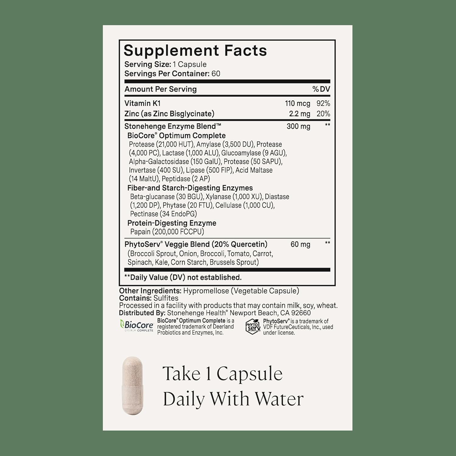 Stonehenge Health Dynamic Digestive Enzymes – 18 Enzymes with (Protease, Lipase, Amylase, Lactase) + Zinc & Vitamin K1 + Gas & Bloating Support – 60 Capsules - PrimeBioHealth - canada supplements