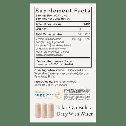 Stonehenge Health Dynamic Liposomal Vitamin C 1500mg - 90 Capsules - Advanced Formula - Phospholipids sourced from Non-GMO Sunflower, Supports Healthy Immune System, Collagen Synthesis & Brain Health - PrimeBioHealth - canada supplements