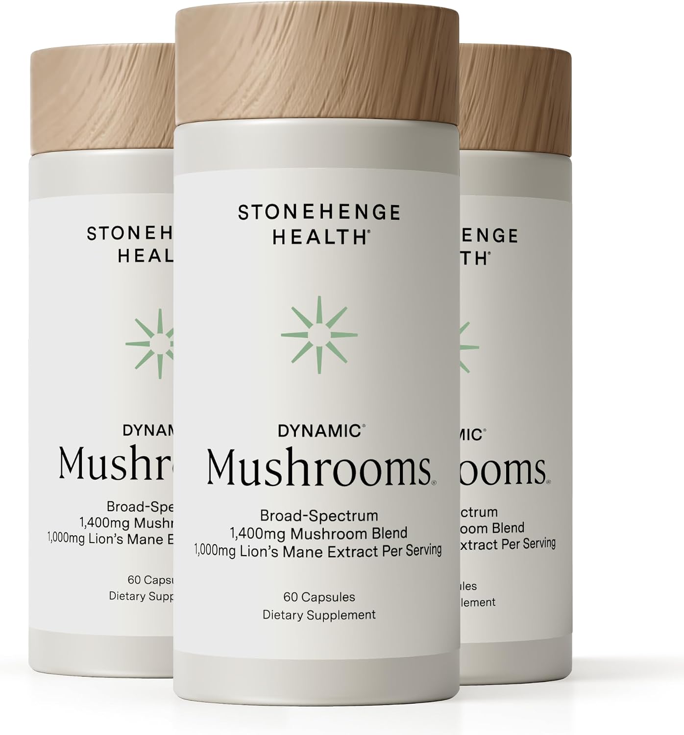 Stonehenge Health Dynamic Mushrooms 1,400 mg – 5 Mushroom Complex (Lion’s Mane, Reishi, Chaga, Maitake, Shiitake) – 100% Fruiting Bodies, – Brain, Memory, Focus & Immune Support – 60 Caps (3 Pack) - PrimeBioHealth - canada supplements