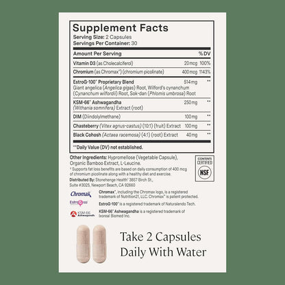 Stonehenge Health for Women Menopause Support for Peri + Menopause + Post - Mood, Energy, Stress, Hot Flashes, Night Sweats, Sleep & Cortisol, Chromax Chromium, Vitamin D3, KSM-66 Ashwagandha (3 Pack) - PrimeBioHealth - canada supplements