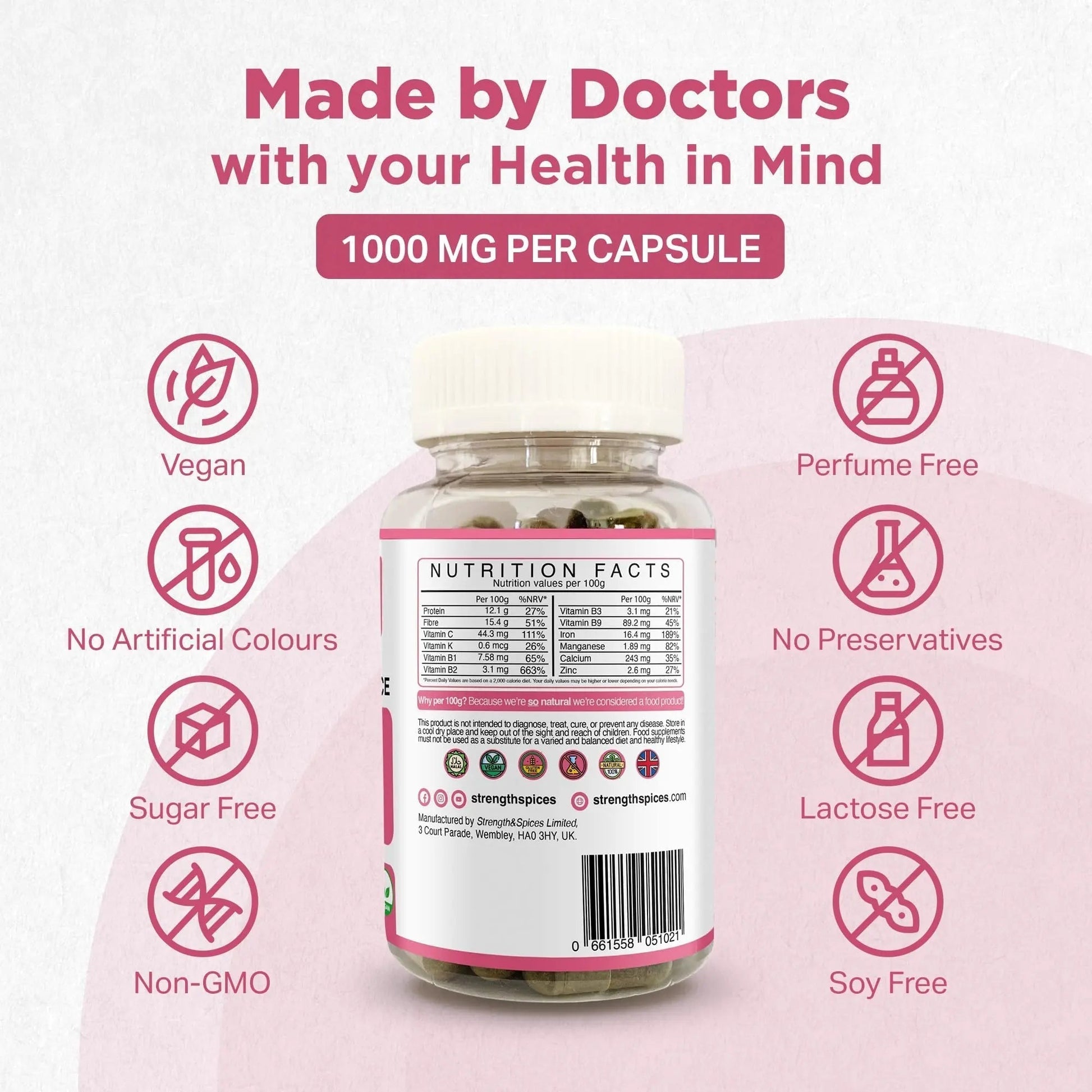 Strength & Spices Hormone Balance 100% Natural Estrogen Supplement – 12 Ingredients w Dong Quai - 60 Vegan UK Made 1000mg Capsules – Fertility and Menstrual Comfort - PrimeBioHealth - canada supplements
