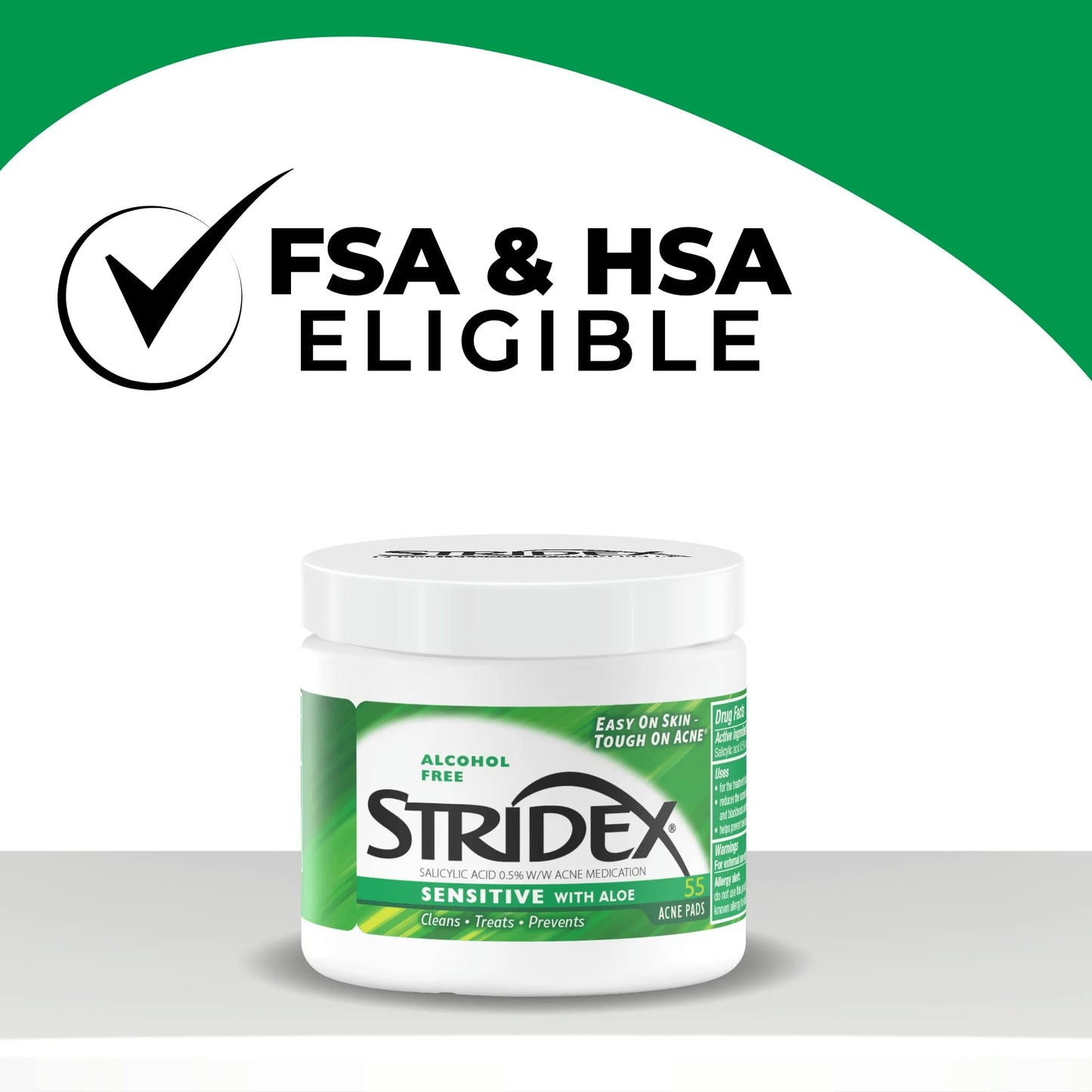 Stridex Acne Pads Sensitive With Aloe 55 Count Alcohol-Free - PrimeBioHealth - canada supplements