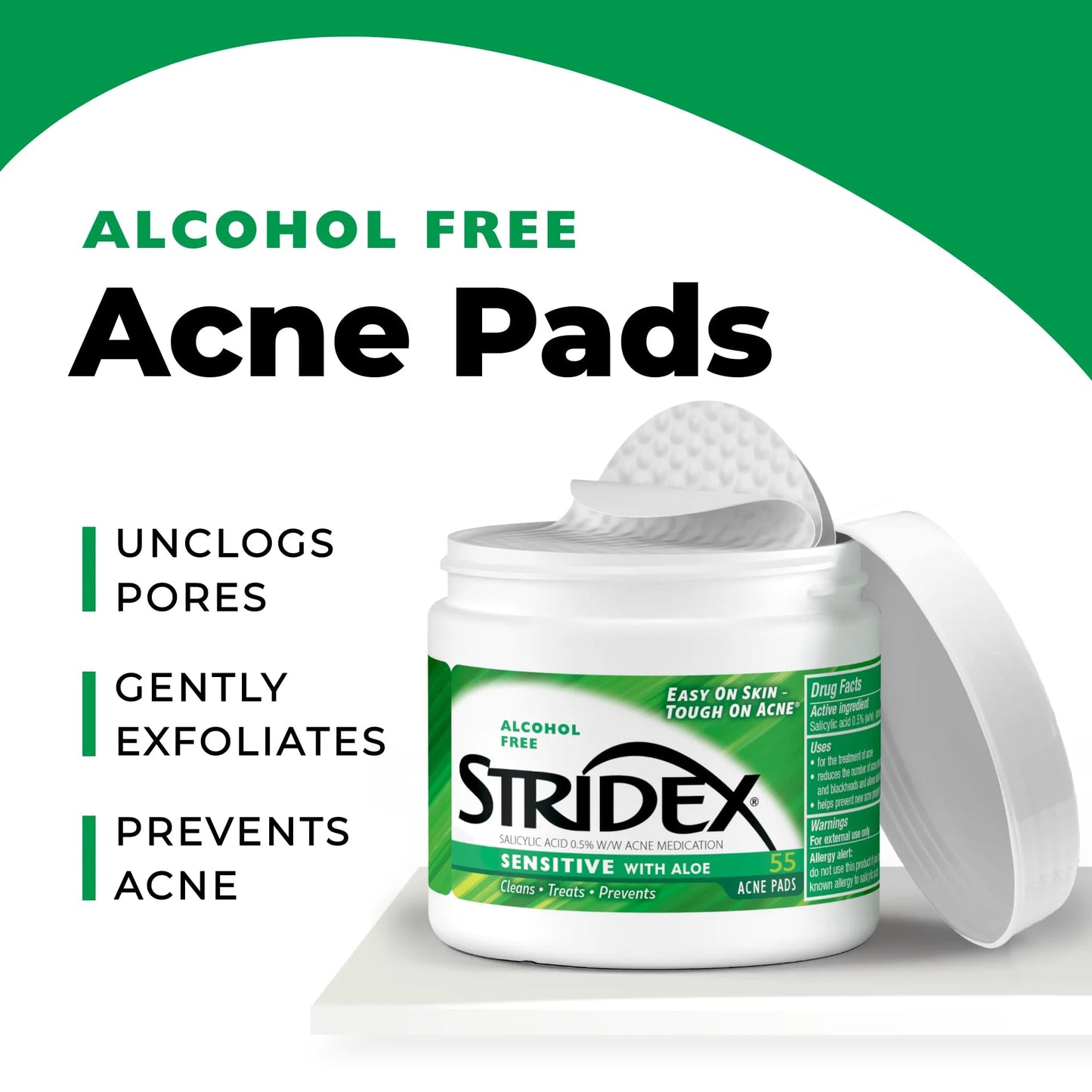 Stridex Acne Pads Sensitive With Aloe 55 Count Alcohol-Free - PrimeBioHealth - canada supplements