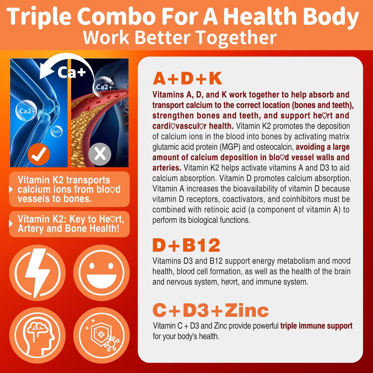 Sugar-Free ADK+Vitamin B12 Gummies - Vitamin D3 K2 10,000IU/ 5000IU, B12 5000mcg 2500mcg, K2 (MK-7) 240mcg, Multivitamin Adults-Vitamin A,Vegan Vitamin D,Methyl B12,C,Zinc-Eye,Bone,Energy,Nerve,Immune - PrimeBioHealth - canada supplements