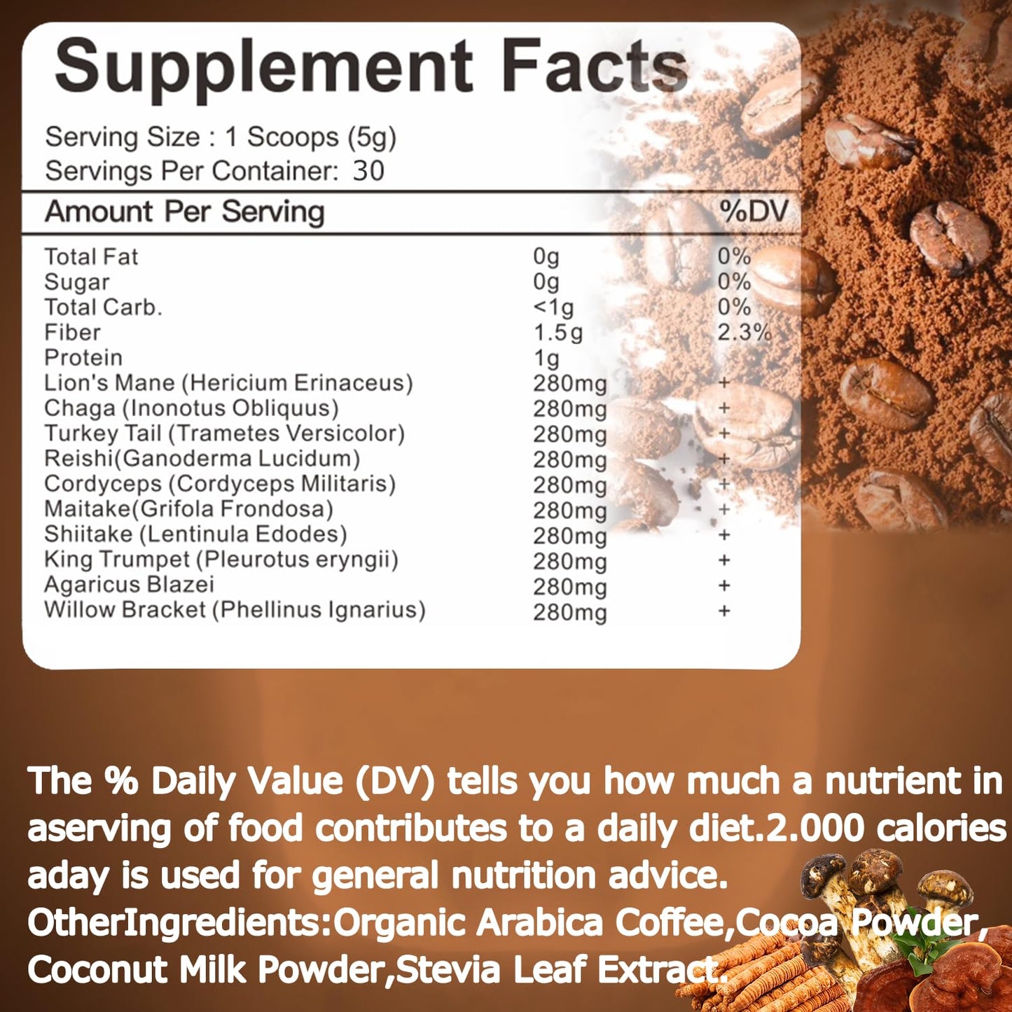 Suiyilary Mushroom Coffee, 10 Mushroom Extract Powder Blend Lion's Mane, Reishi, Chaga - PrimeBioHealth - canada supplements